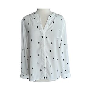 JASMINE & JULIANA White and Black Splodge Long Sleeves Blouse Size Large